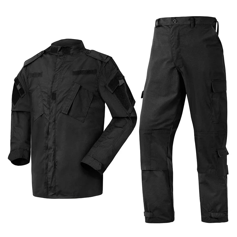 Ensemble Uniforme Tactique BDU Noir – Chemise et Pantalon de Combat pour Homme - BLACKBEARD OUTDOOR INDUSTRIES