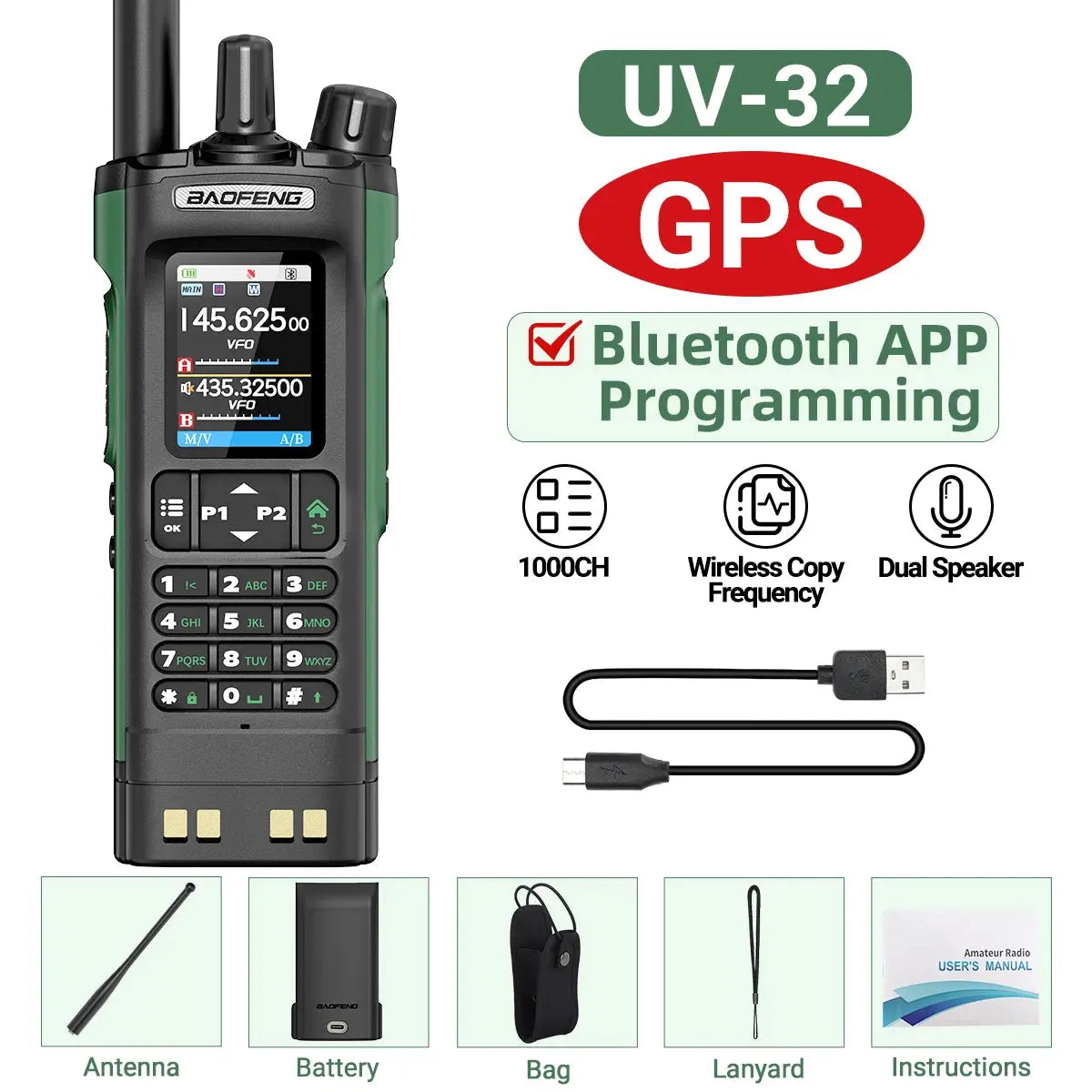 Talkie-Walkie Baofeng UV-32 – Programmation Bluetooth & GPS Intégré Ma boutique