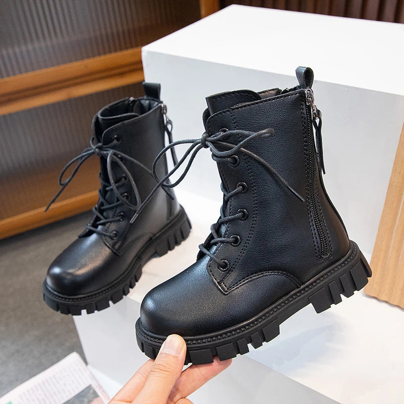 bottines fille cuir noir Ma boutique
