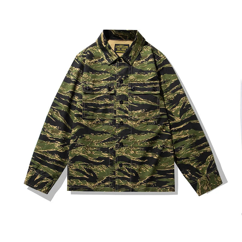 Chemise Camouflage Homme – Style Rayures Tigre | Manches Longues | Multi-poches | Casual & Workwear - BLACKBEARD OUTDOOR INDUSTRIES