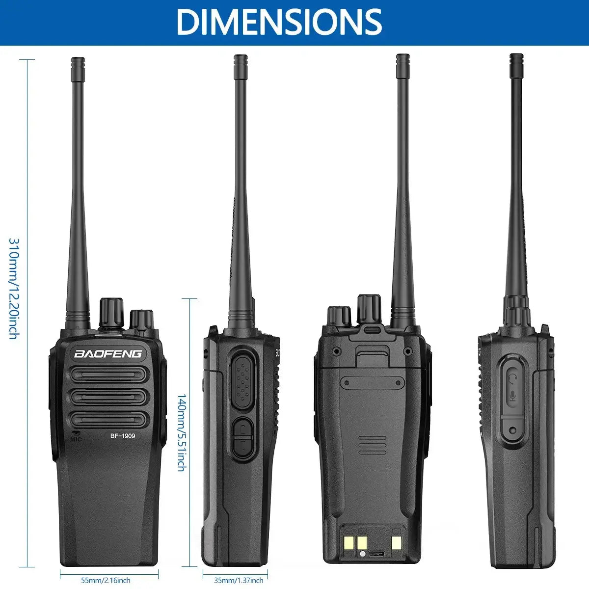 Baofeng BF-1909 10W Talkie-Walkie UHF 400-470MHz Ma boutique