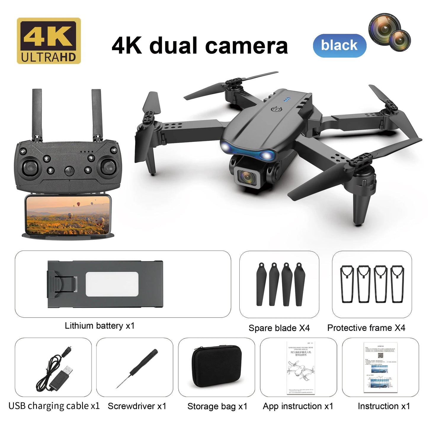 drone mini Black E88 E99 double caméras 4K HD Ma boutique