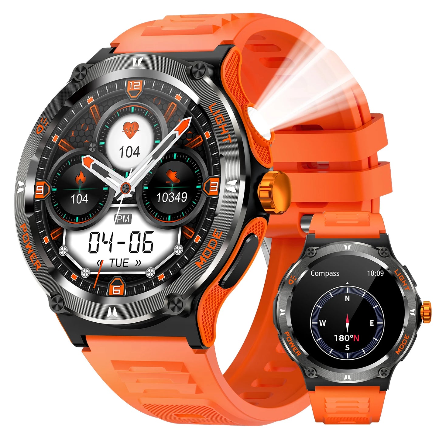 KT76 – Montre Connectée Sport Homme avec Boussole, Lampe LED et Suivi Santé - BLACKBEARD OUTDOOR INDUSTRIES