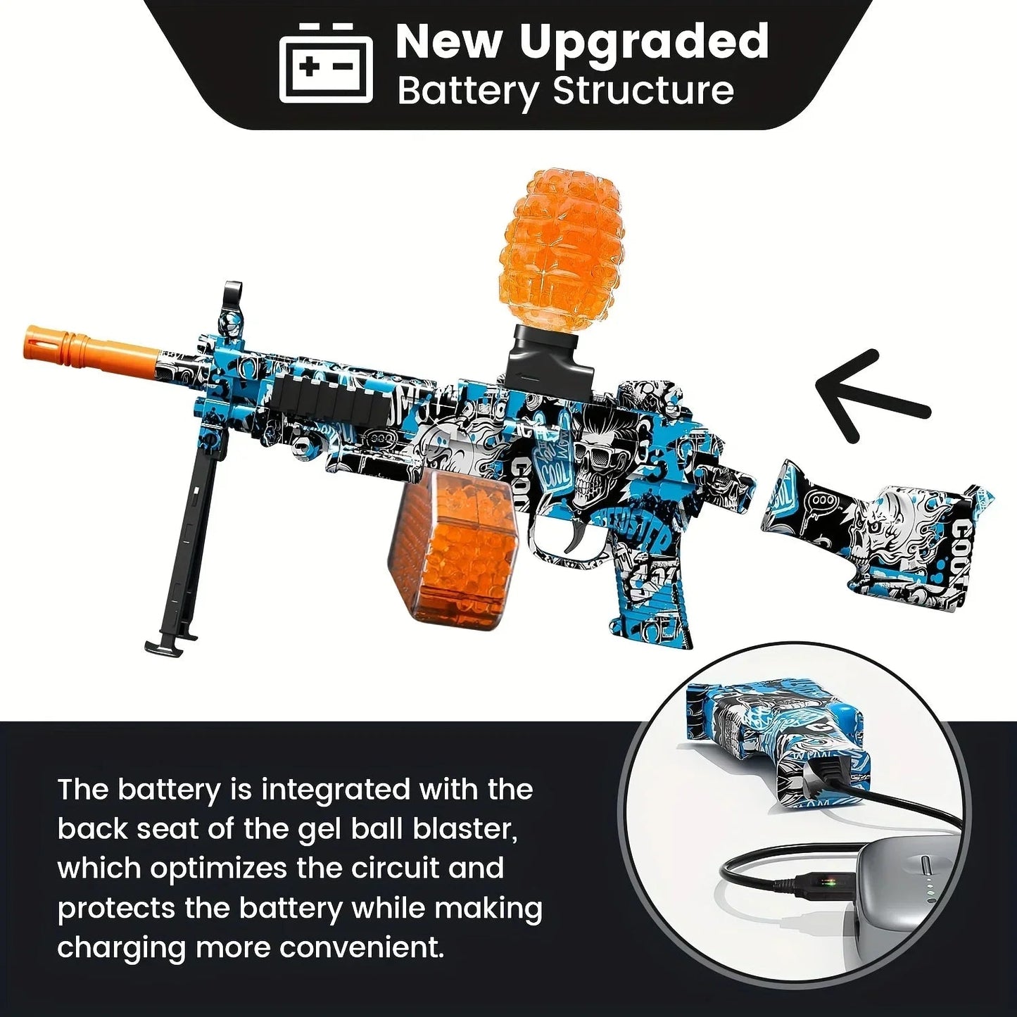 GEL Electric Ball Blaster, Rechargeable Battery, Automatic, Outdoor Games Toys For Activities Team Game M249 Ma boutique