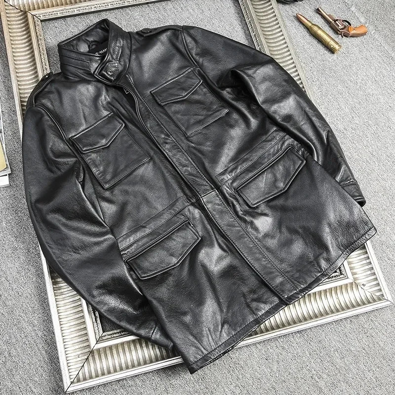 Blouson Homme M65 en Cuir Véritable - BLACKBEARD OUTDOOR INDUSTRIES