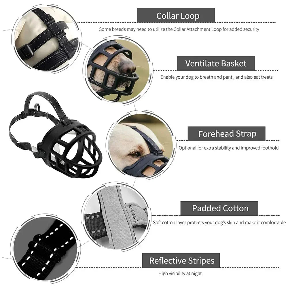 Muselière Souple Type Panier – Anti-Morsure et Anti-Mastication | Pour Labrador, Berger Allemand, Bouledogue Français Ma boutique