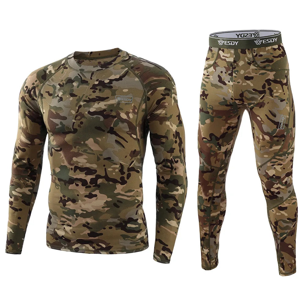 Ensemble Thermique Homme Camouflage – Sous-vêtements Chauds à Compression avec Polaire Intérieure - BLACKBEARD OUTDOOR INDUSTRIES