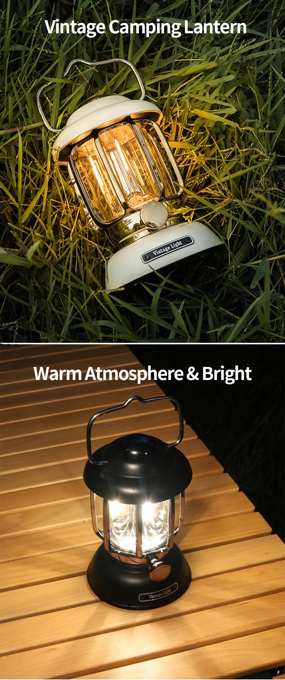 Lanterne de Camping Portable USB Rechargeable – Lampe LED Rétro Étanche pour Pêche, Randonnée, Tente, Lumière d'Urgence - BLACKBEARD OUTDOOR INDUSTRIES