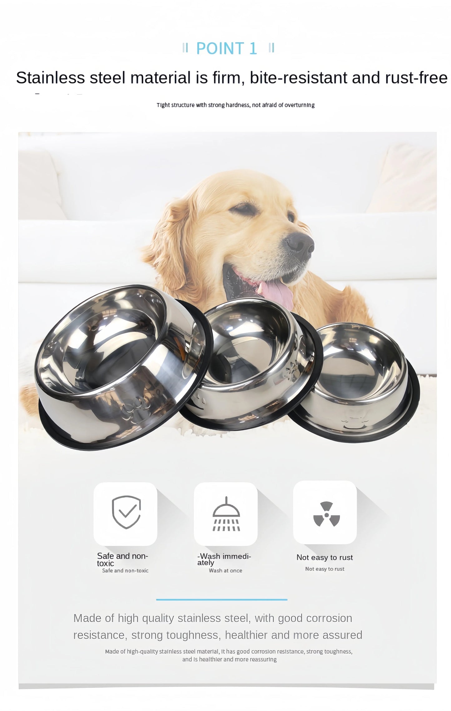 Gamelle Inox pour Chien et Chat – 6 Tailles Disponibles Robuste • Facile à Nettoyer • Multi-usages Ma boutique