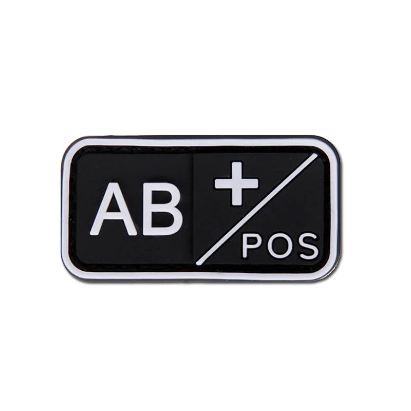 Patch Groupe Sanguin 3D PVC – A B AB O Rh + / - – Écusson Tactique Militaire Hook & Loop 5×2,5 cm - BLACKBEARD OUTDOOR INDUSTRIES