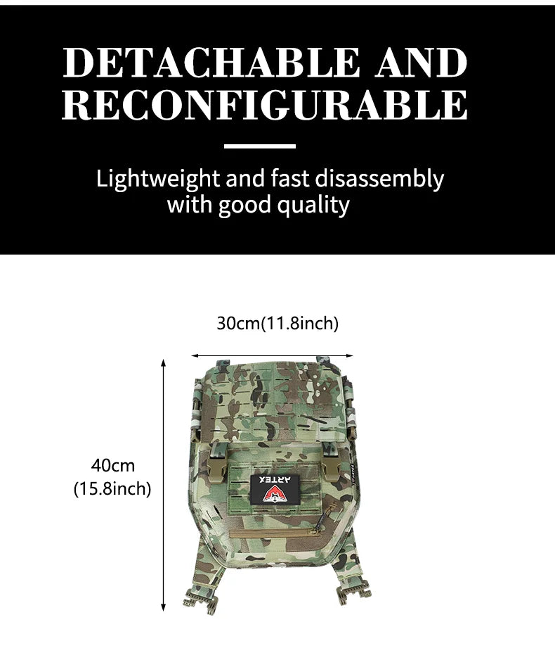 Gilet Tactique ARTEX - Gilet de Combat Léger à Libération Rapide - Porte-Plates 1000D en Polyester avec Système MOLLE - Chaleco Tactico - Gilet Militaire BLACKBEARD OUTDOOR INDUSTRIES