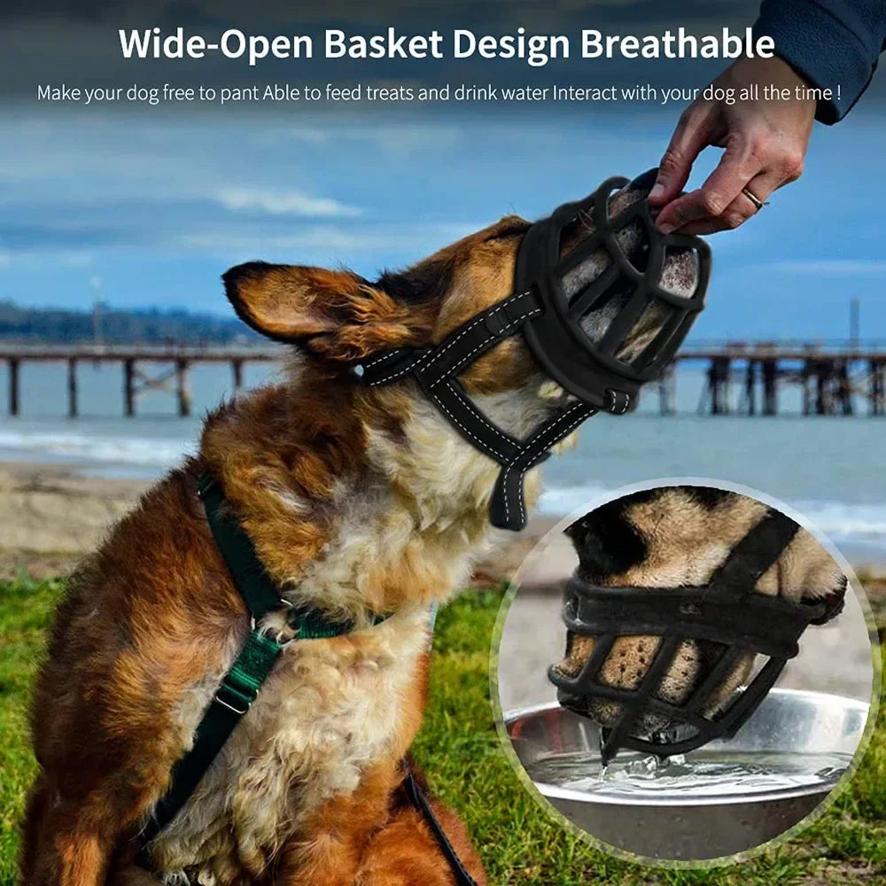 Muselière Souple Type Panier – Anti-Morsure et Anti-Mastication | Pour Labrador, Berger Allemand, Bouledogue Français Ma boutique