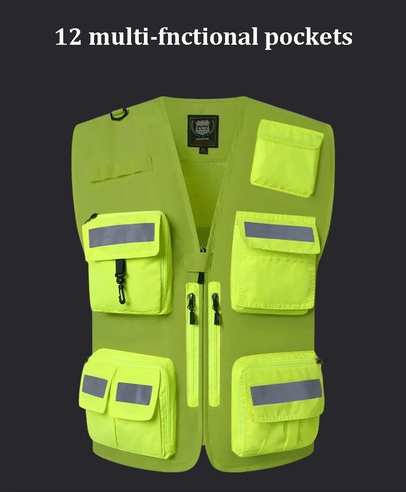 Gilet de Sécurité Réfléchissant Haute Visibilité - Veste de Travail Fluorescente pour Motocyclistes - BLACKBEARD OUTDOOR INDUSTRIES