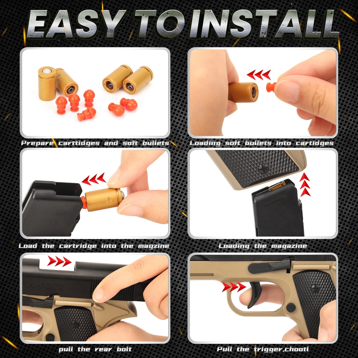 Toy Gun Accessories Plastic Shell casings - Toy Pistol Safety Bullet Filling Kit Ma boutique