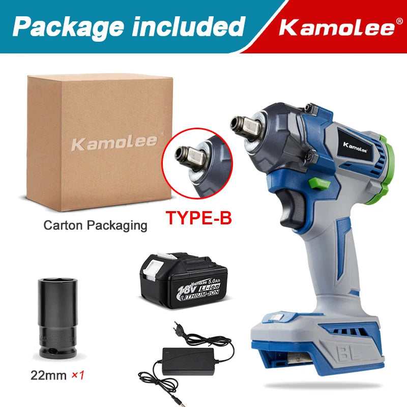 Clé à Chocs Électrique Brushless Kamolee 1000Nm – 1/2" | 4800RPM – Compatible Batterie Makita 18V - BLACKBEARD OUTDOOR INDUSTRIES