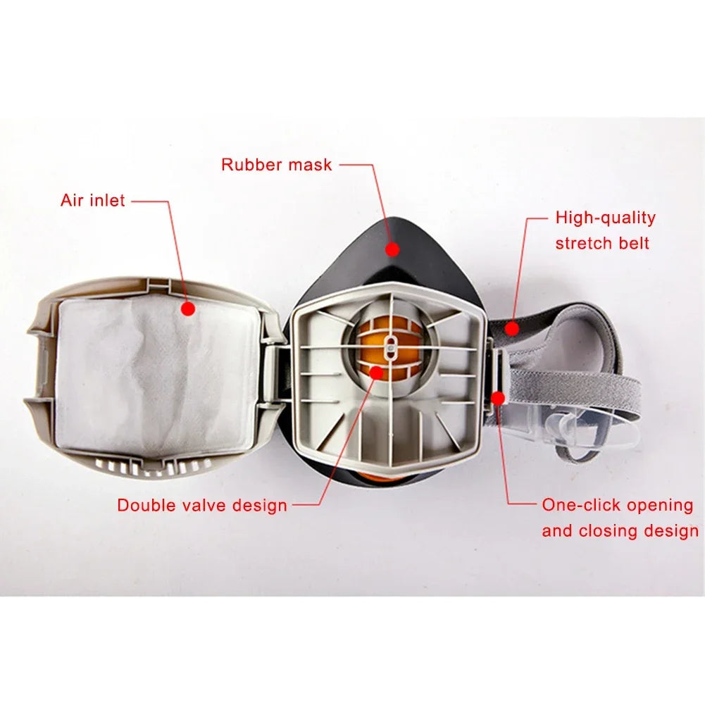 Masque Anti-Poussière avec 20 Filtres en Coton - Respirateur Demi-Visère pour Protection Contre la Poussière, Brouillard, Fumée et Gaz - Idéal pour l'Industrie, la Construction et le Travail Général BLACKBEARD OUTDOOR INDUSTRIES