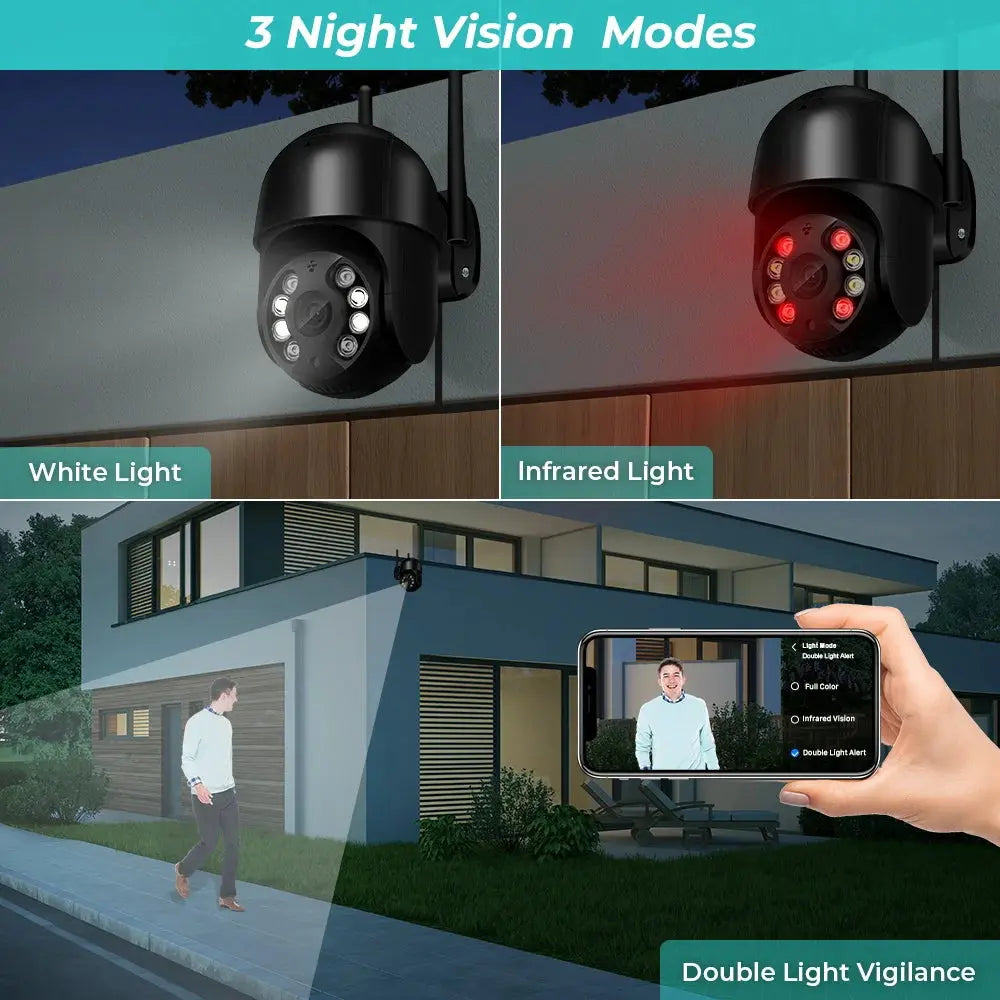 Caméra de Surveillance Extérieure PANEPO A8H – 8MP WiFi | Zoom 4X | Vision Nocturne Couleur | Détection Humaine AI | Étanche IP66 Ma boutique