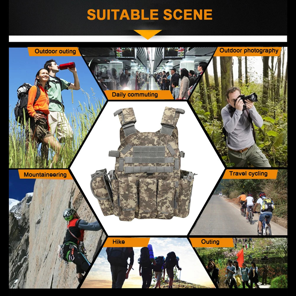 Gilet Porte-Plat en Nylon 600D Camouflage – Gilet de Protection Multifonction pour Chasse et Activités Outdoor - BLACKBEARD OUTDOOR INDUSTRIES