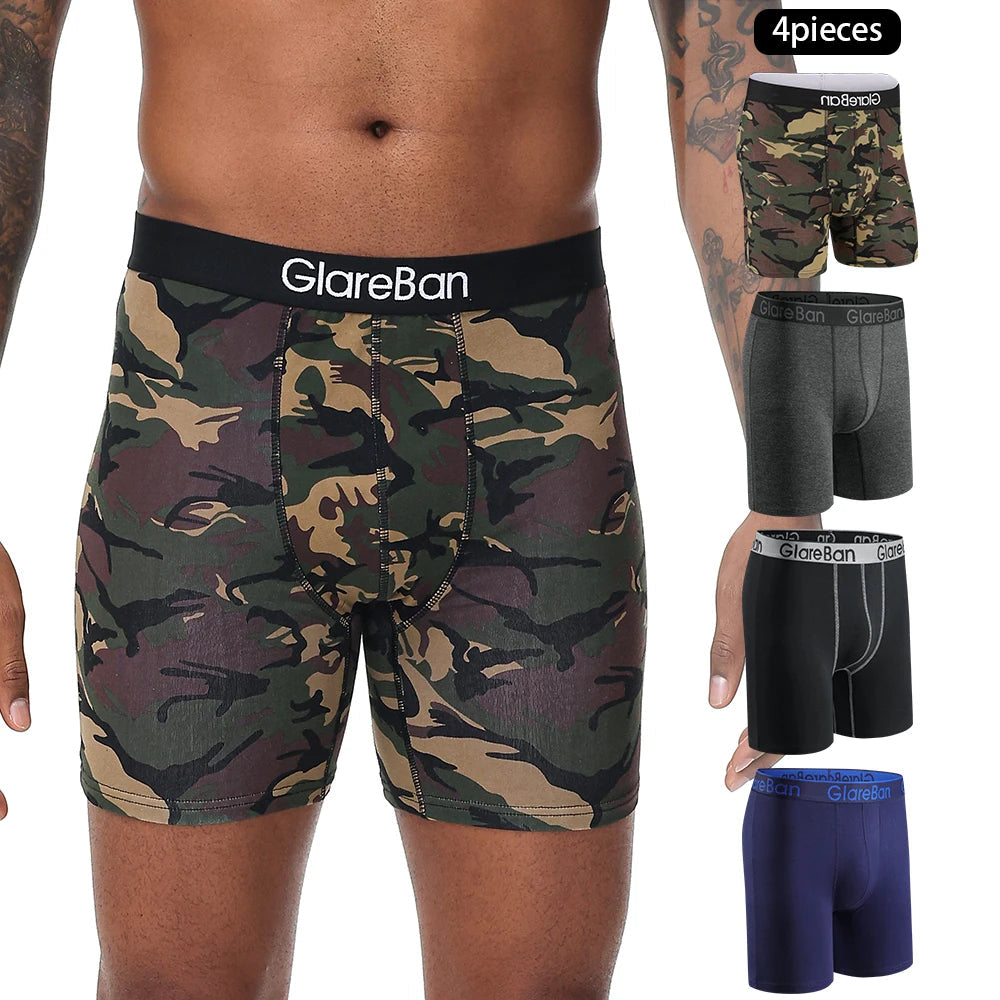 Pack de 4 Boxers Mi-Long pour Hommes - Coton Respirant BLACKBEARD OUTDOOR INDUSTRIES