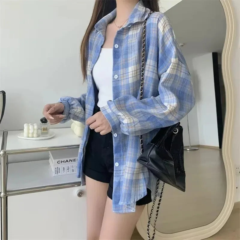Chemise à Carreaux Femme – Style Vintage Preppy | Manches Longues | Coupe Ample | Automne / Toutes Saisons - BLACKBEARD OUTDOOR INDUSTRIES
