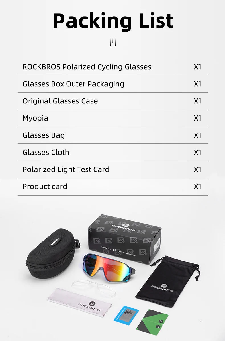 ROCKBROS Lunettes de Vélo Polarisées UV400 – Protection Solaire, Ultra-légères, Grand Cadre MTB & Route - BLACKBEARD OUTDOOR INDUSTRIES