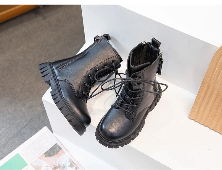 bottines fille cuir noir Ma boutique