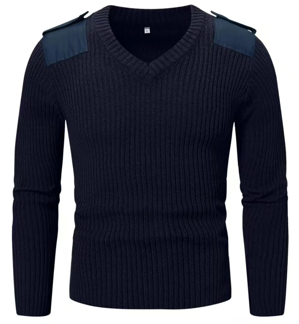 Pull Tactique en Laine pour Homme – Pull Tricoté à Manches Longues, Patchwork Rétro Vert, Col Rond (O-neck), Pull d’Hiver Vintage BLACKBEARD OUTDOOR INDUSTRIES