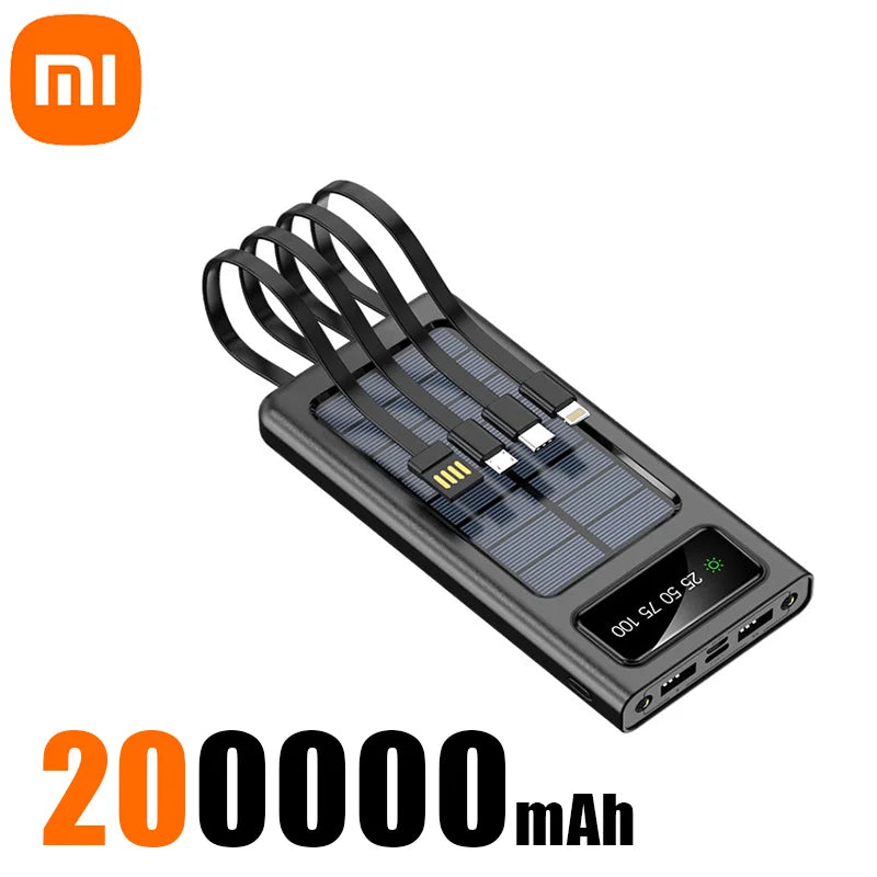 Batterie Externe Solaire Xiaomi 200000mAh – Charge Rapide – 4 Câbles Intégrés – Écran LED – Ports USB, Type-C & Lightning - BLACKBEARD OUTDOOR INDUSTRIES
