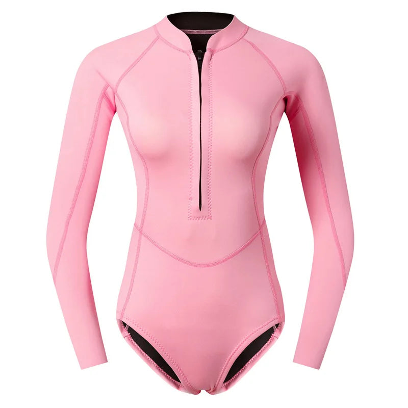 Combinaison Femme Néoprène 2 mm – Manches Longues Rose, Surf, Plongée, Snorkeling - BLACKBEARD OUTDOOR INDUSTRIES