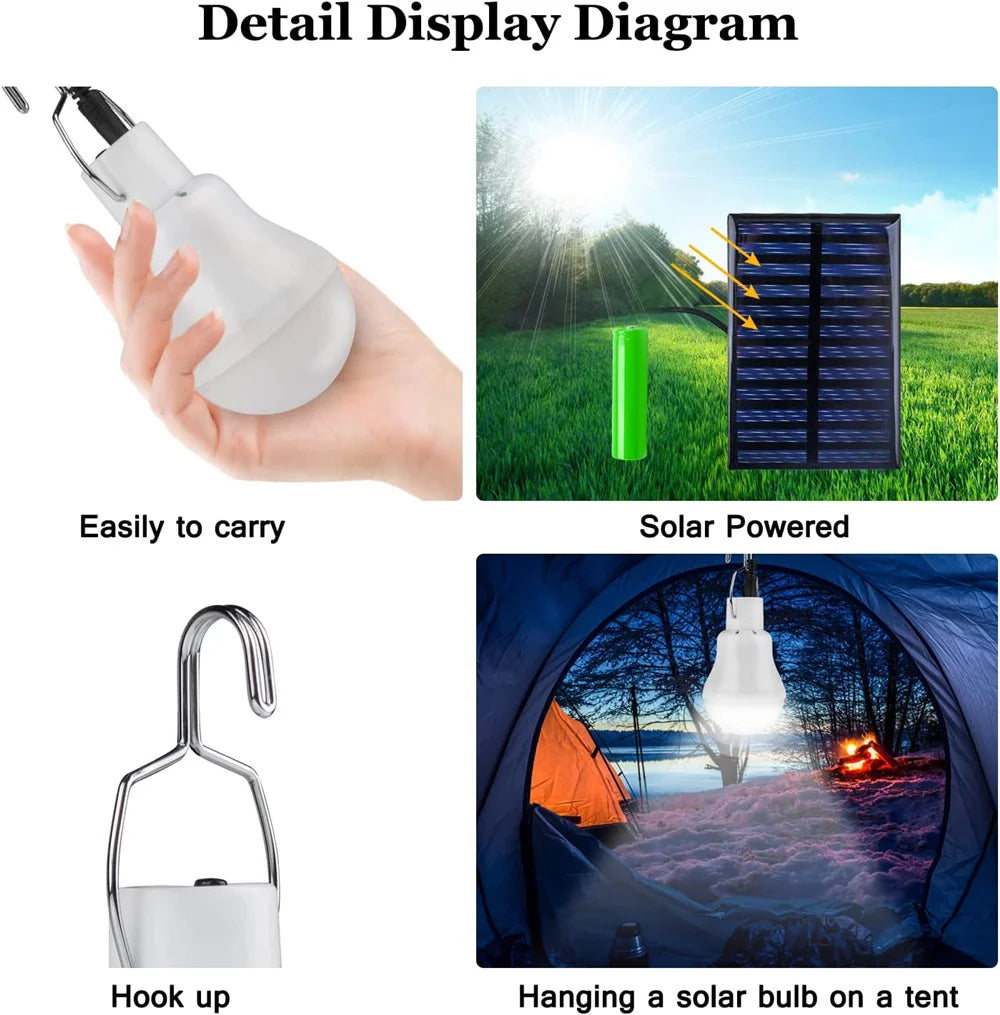 Lampe Solaire Portative à LED - Lampe Rechargeable pour Camping, Tente, Pêche Nocturne, Urgence et Énergie Solaire - BLACKBEARD OUTDOOR INDUSTRIES