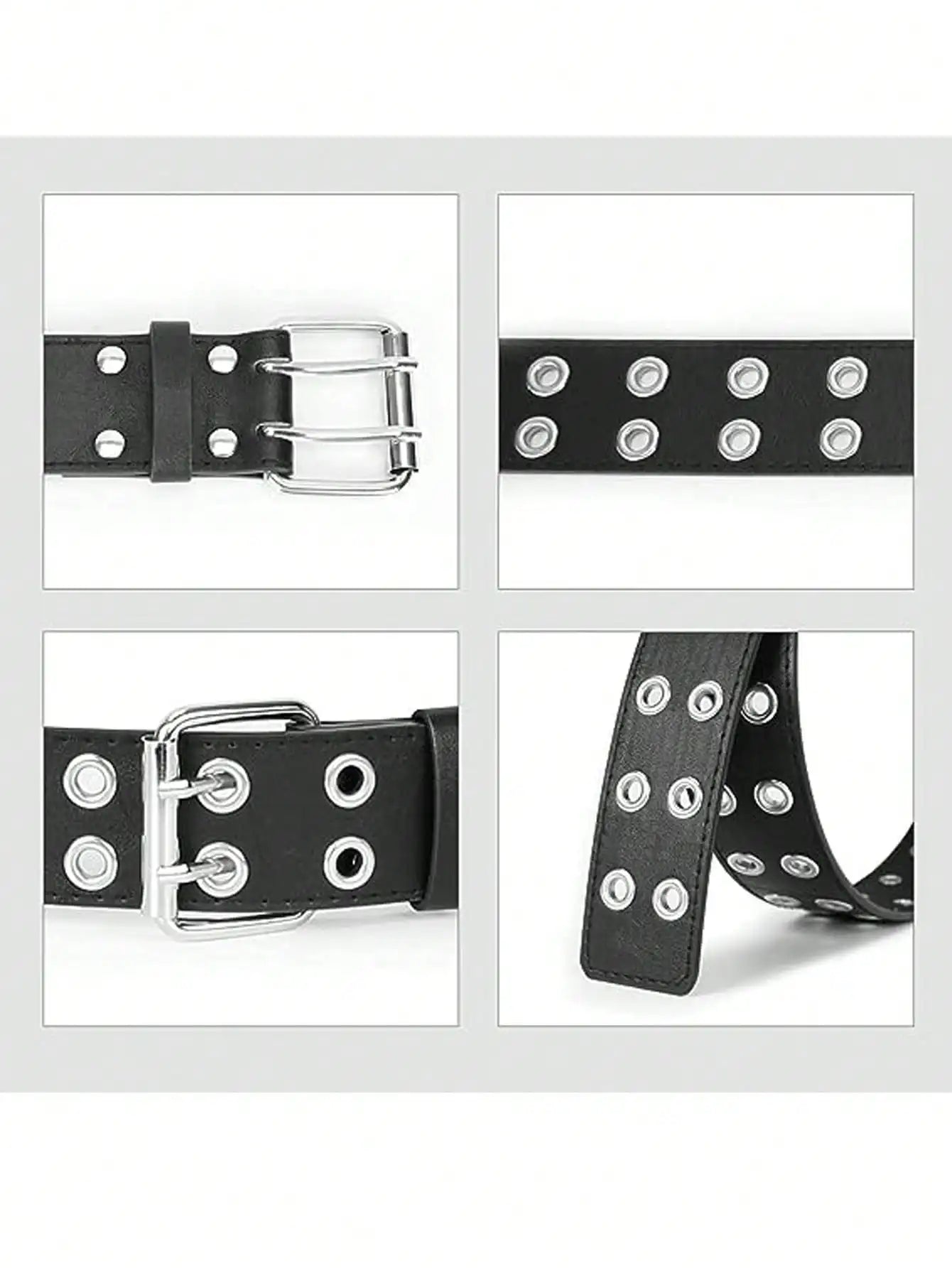 Ceinture Punk Noir en PU avec Rivets Métalliques – Ceinture de Mode Unisexe, Taille Ajustable, Accessoire Tendance pour Femmes (Longueur 110 cm) - BLACKBEARD OUTDOOR INDUSTRIES