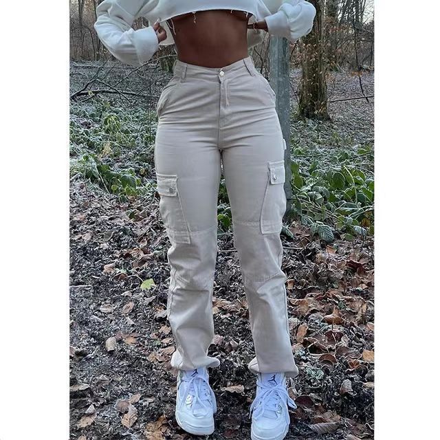 Jean Taille Haute Élastique Femme – Jean Cargo Détente en Denim, Poches Pratiques – Pantalon Slim et Confortable pour le Travail et les Loisirs - BLACKBEARD OUTDOOR INDUSTRIES