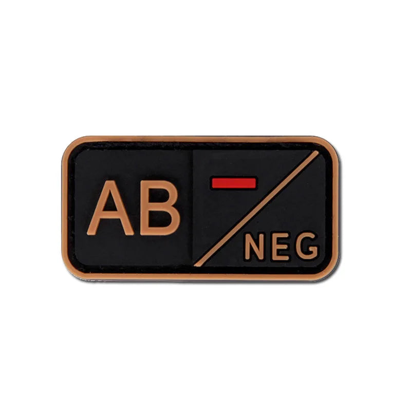 Patch Groupe Sanguin 3D PVC – A B AB O Rh + / - – Écusson Tactique Militaire Hook & Loop 5×2,5 cm - BLACKBEARD OUTDOOR INDUSTRIES