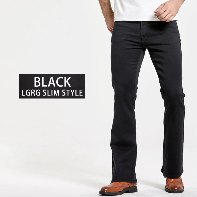 Jean Homme Bootcut Légèrement Évasé Slim Fit – Pantalon en Denim Stretch Classique, Bleu ou Noir, Tendance Designer BLACKBEARD OUTDOOR INDUSTRIES