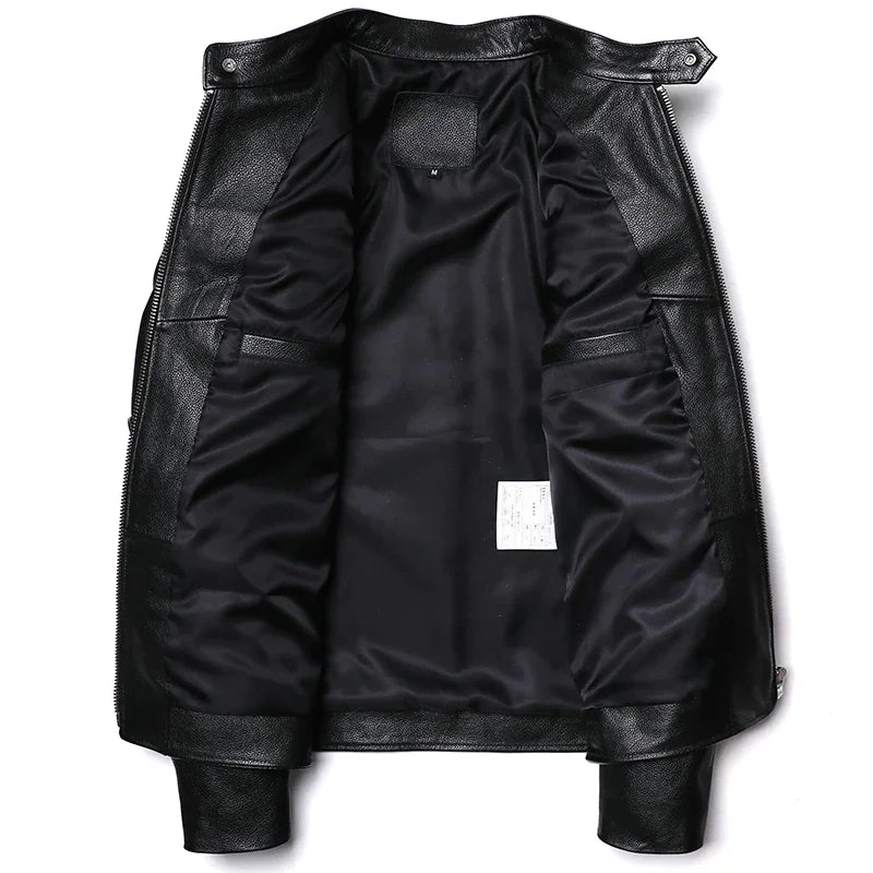 Blouson Homme Moto Classique en Cuir Véritable - BLACKBEARD OUTDOOR INDUSTRIES