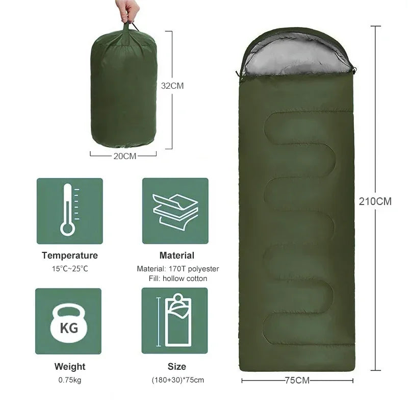 Camping Sleeping Bag Lightweight 4 Season Warm Envelope – Sac de Couchage en Coton Hiver pour Randonnée et Outdoor - BLACKBEARD OUTDOOR INDUSTRIES
