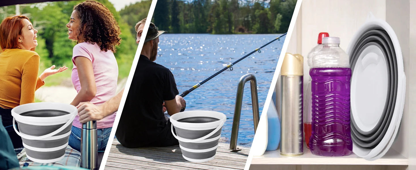 Seau Pliable en Silicone 10L – Seau Multi-Usage pour Pêche, Camping, Lavage de Voiture, Maison - BLACKBEARD OUTDOOR INDUSTRIES
