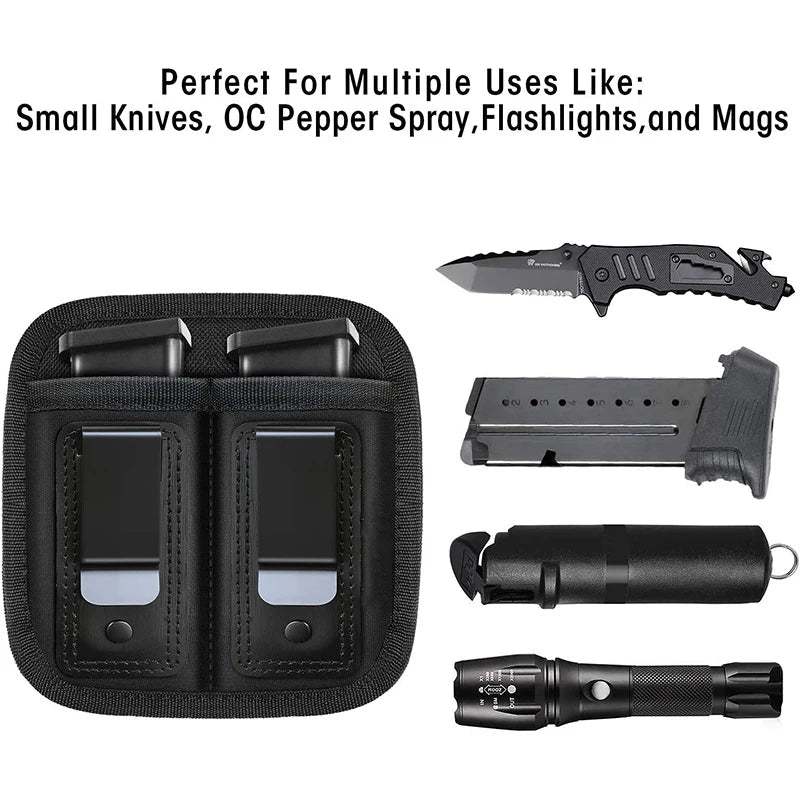 Pochette Porte-Chargeur Simple/Double pour Armes - Support IWB pour Chargeur 9mm, .40, .45, .380, .357 | Étui de Poche avec Clip Métallique BLACKBEARD OUTDOOR INDUSTRIES