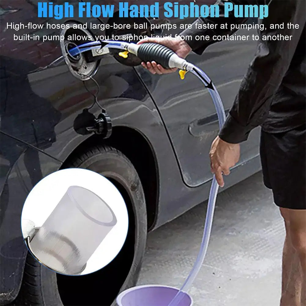 Pompe Manuelle de Transfert Multifonction – Pompe à Carburant, Huile, Eau, Diesel, Nettoyeur Liquide avec Colliers Métalliques Antifuite - BLACKBEARD OUTDOOR INDUSTRIES