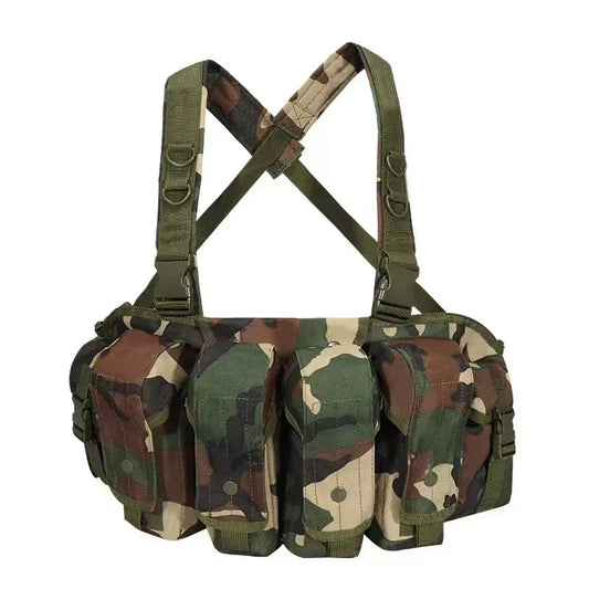 Chest rig Tactique Molle Body Armor – Camouflage Woodland, Porte-Chargeurs et Accessoires de Combat pour Airsoft et Chasse BLACKBEARD OUTDOOR INDUSTRIES