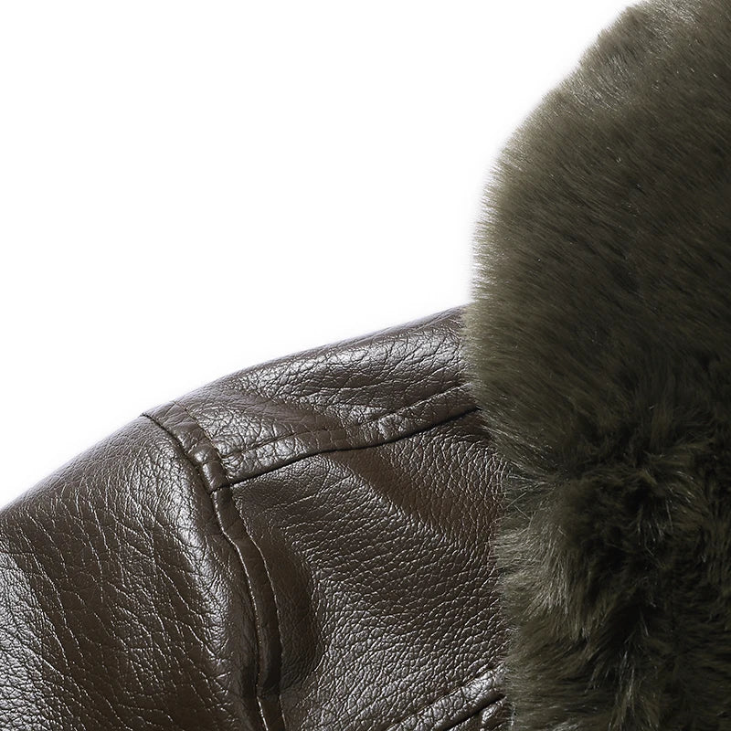 YJKVUR Men's Fleece-Lined Warm Faux Leather Jacket Waterproof Windproof Autumn Winter New Arrival Man Motorcycle Stylish Coat  BLACKBEARD OUTDOOR INDUSTRIES
