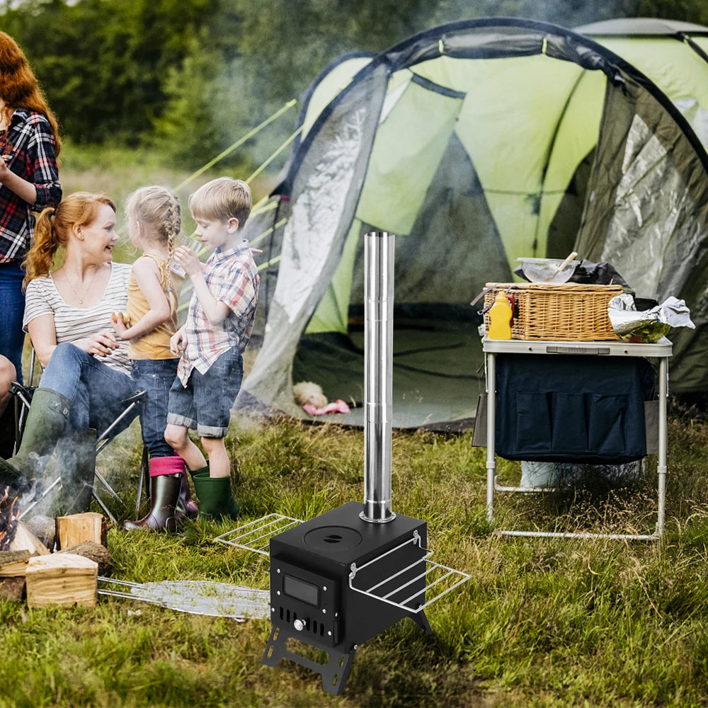 Poêle à Bois de Camping Extérieur – Chauffage Pliable en Acier Inoxydable avec Fenêtre d’Observation pour Tente, Cheminée de Patio - BLACKBEARD OUTDOOR INDUSTRIES