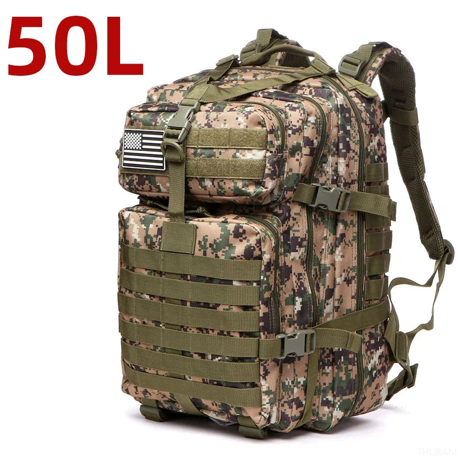 Sac à Dos Thuram 25L/50L – Nylon Résistant et Imperméable, Sac Tactique pour Sports, Randonnée, Pêche, Chasse et Camping - BLACKBEARD OUTDOOR INDUSTRIES