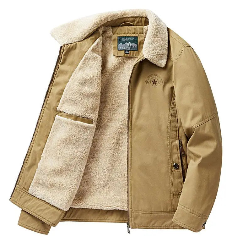 Autumn Winter Men's Cotton Thick Warm Fleece Jackets Stand Collar Fleece Lined Outdoor Workwear Warm Casual Style New Arrival BLACKBEARD OUTDOOR INDUSTRIES
