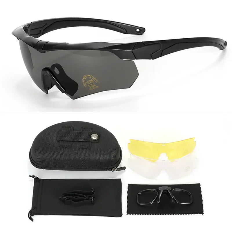 Lunettes Tactiques Militaires 3 Verres HD – Anti-UV, Anti-Choc, Airsoft, Moto, Randonnée - BLACKBEARD OUTDOOR INDUSTRIES