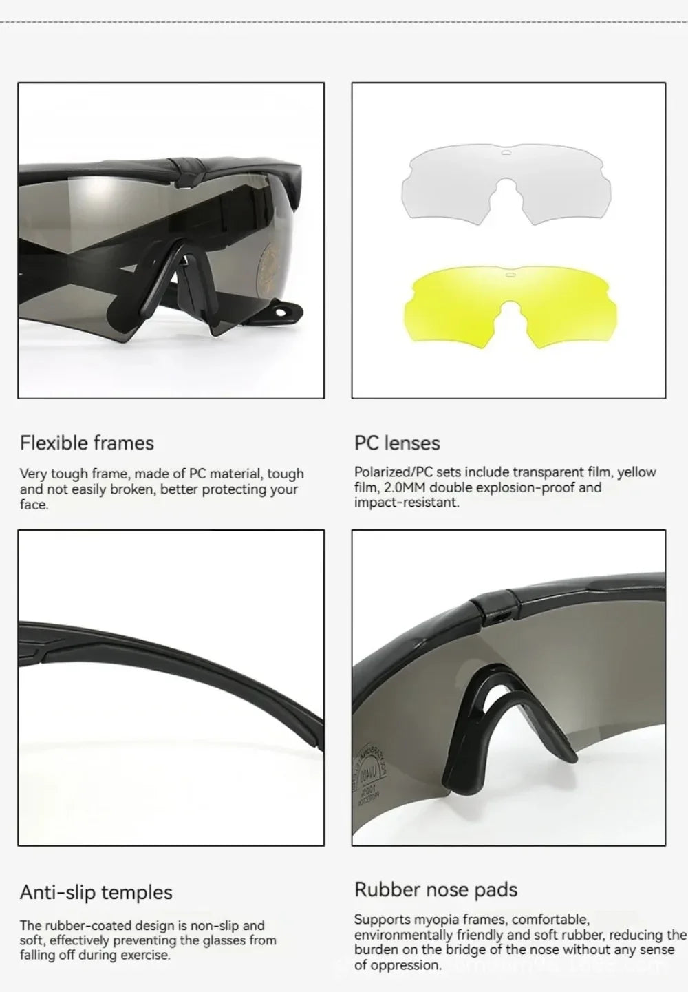 Lunettes Tactiques Militaires 3 Verres HD – Anti-UV, Anti-Choc, Airsoft, Moto, Randonnée - BLACKBEARD OUTDOOR INDUSTRIES
