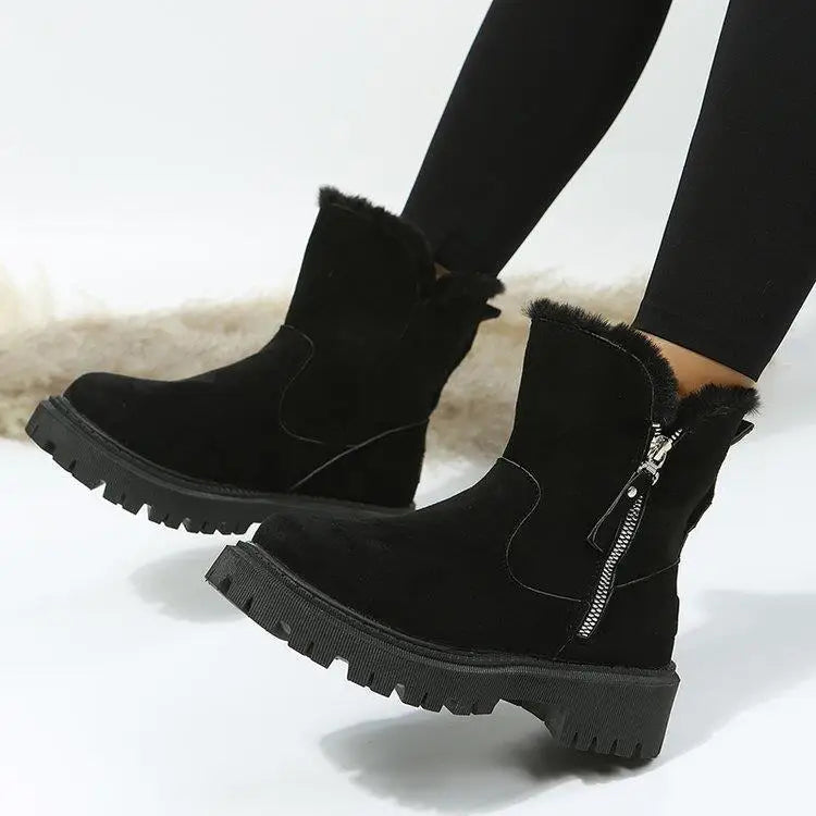 Bottes d'Hiver Femme 2024 - Bottes de Neige à Fourrure, Mi-Mollet, Imperméables et Chaudes, Bottes de Randonnée Extérieures pour Femme - BLACKBEARD OUTDOOR INDUSTRIES