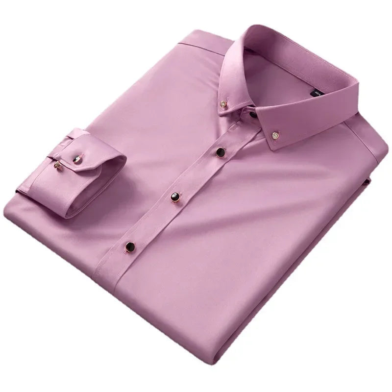 Chemise Homme de Qualité, Manches Longues, Élastique, Confortable et Anti-Retouche – Chemise Business Slim Fit Coréenne BLACKBEARD OUTDOOR INDUSTRIES