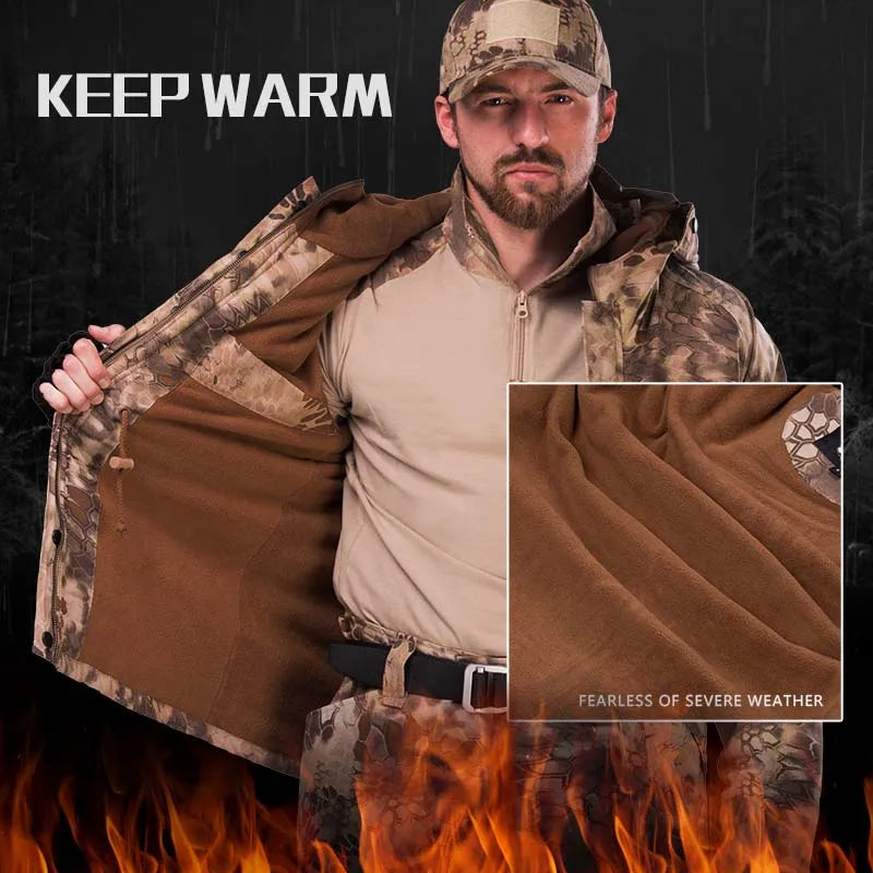 Veste Tactique Homme Hiver – HAN WILD Camouflage | Softshell | Polaire | Coupe-Vent | Randonnée | Chasse | Outdoor - BLACKBEARD OUTDOOR INDUSTRIES