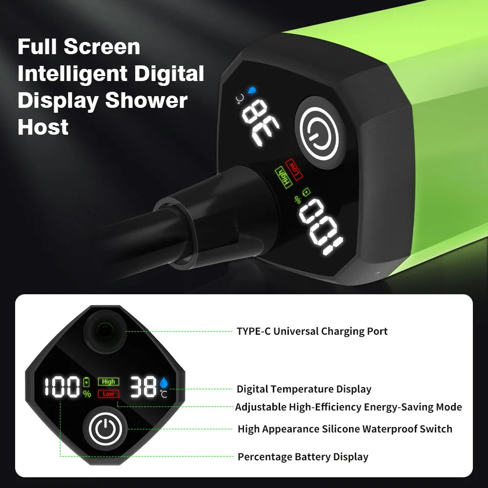 Kit de Douche Portable pour Camping – Pompe de Douche RV avec Écran Numérique Intelligent, Mode Éco Énergétique, Batterie 6000mAh – Idéale pour Aventures en Plein Air - BLACKBEARD OUTDOOR INDUSTRIES